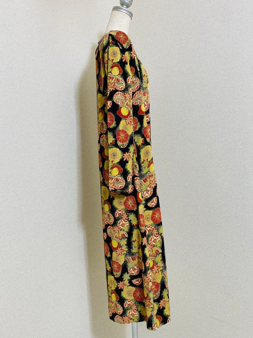 カネコイサオ wonderful World 縮緬 和風花柄 ロングワンピース