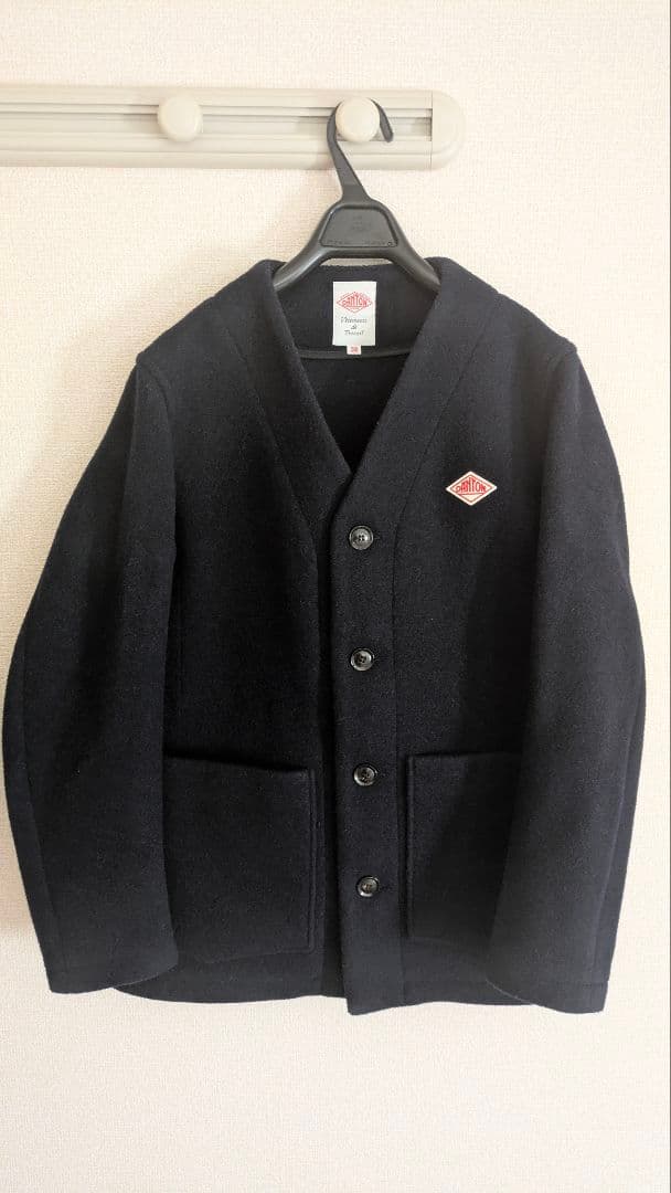 DANTON ノーカラージャケット サイズ38 ネイビー