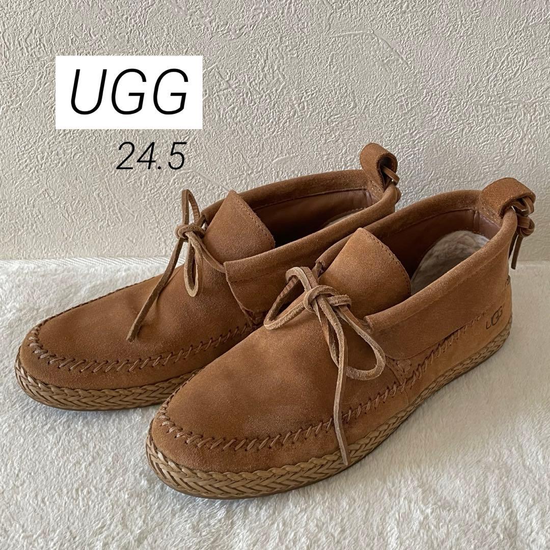UGGaustralia♡スウェードモカシン ウッドリンモック キャメル24.5