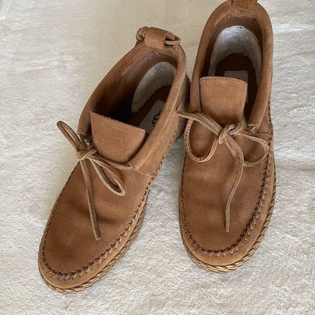 UGGaustralia♡スウェードモカシン ウッドリンモック キャメル24.5