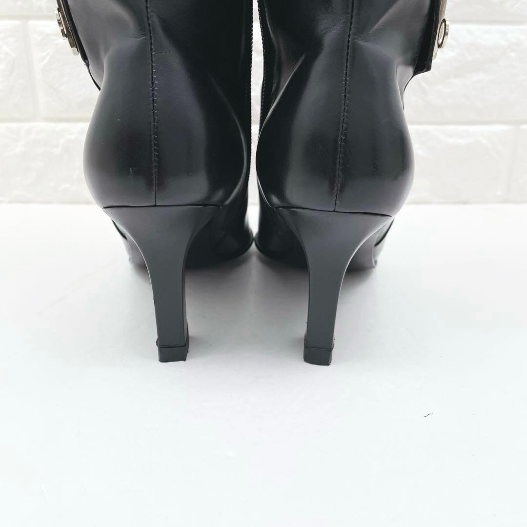 サルヴァトーレ フェラガ ロングブーツ ガンチーニ レザー ブラック23.5cm