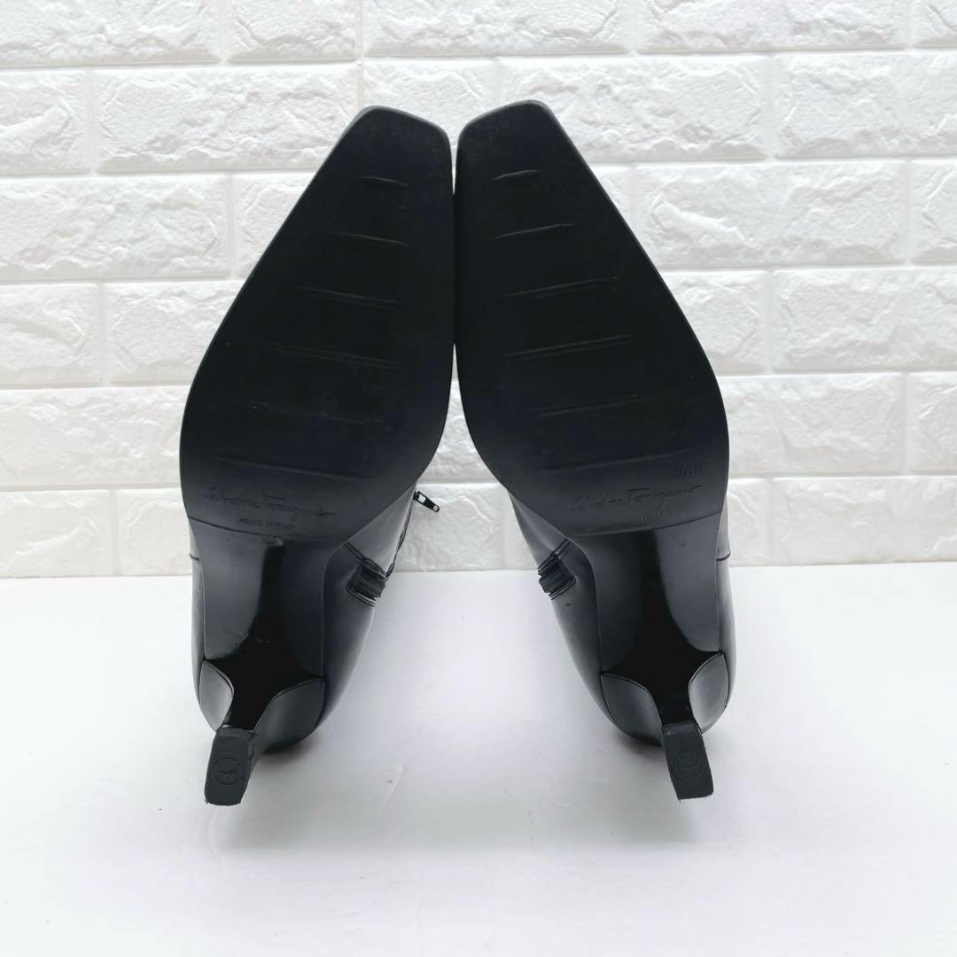 サルヴァトーレ フェラガ ロングブーツ ガンチーニ レザー ブラック23.5cm