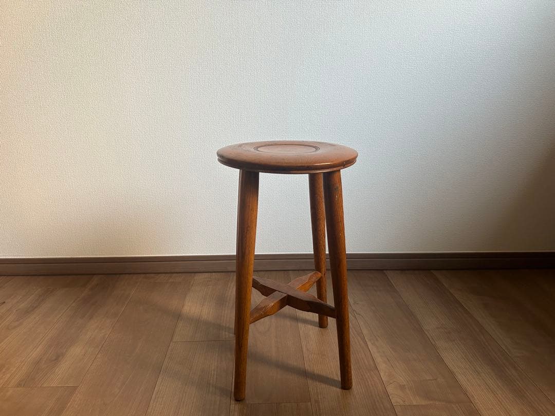丸椅子　アンティーク　木製　スツール　花台　ヴィンテージ　チェア　レトロ