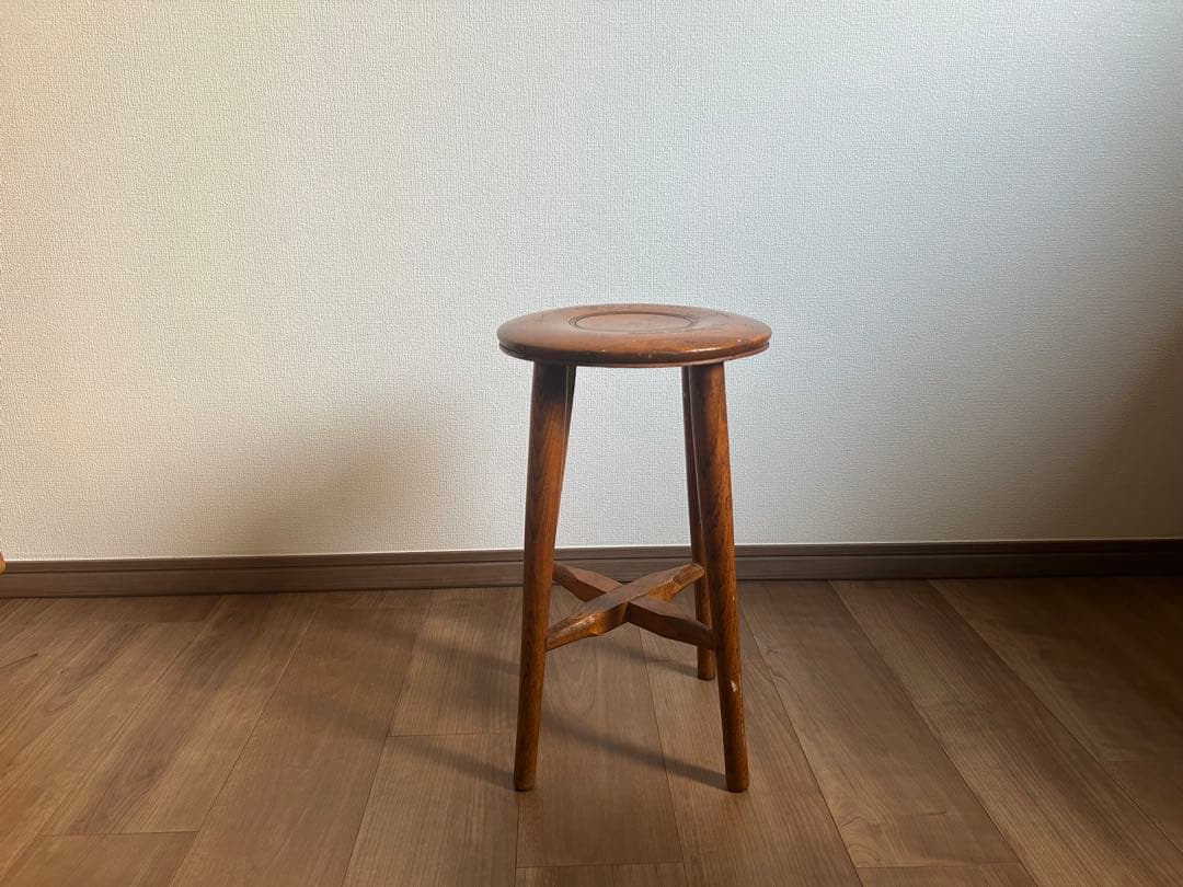 丸椅子　アンティーク　木製　スツール　花台　ヴィンテージ　チェア　レトロ