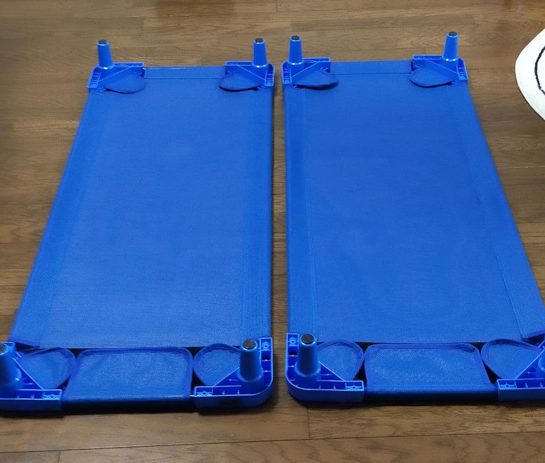 美品 エンドースタッキング式抗菌 お昼寝コット ブルー2個セット130