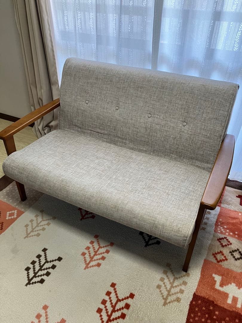 ビーカンパニー-グレー 布地 2人掛けソファ