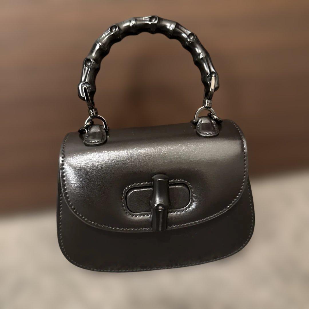 GUCCI バンブー　ブラック ハンドバッグ