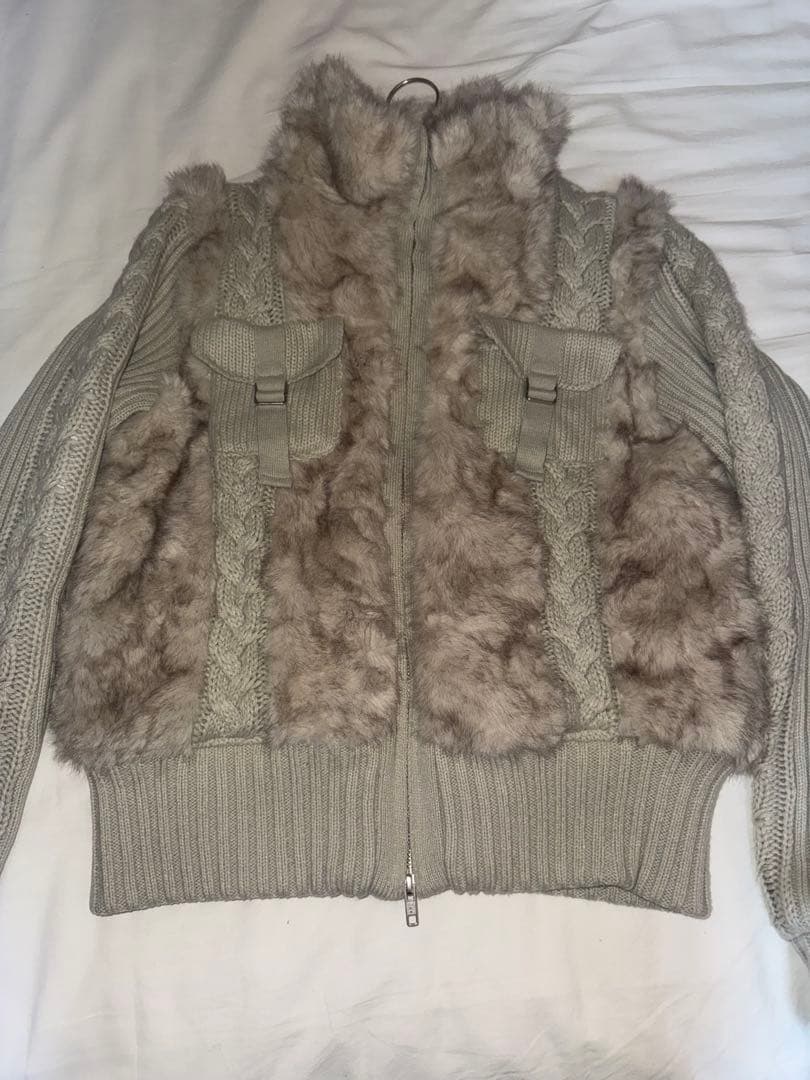 lagua gem CABLE KNIT FAUX FUR ブルゾン