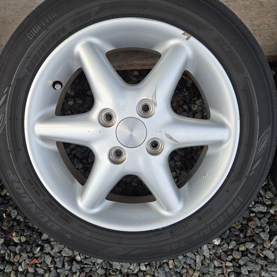 雪兎ラパンSS純正ホイール14インチ　DUNLOP155/65R14セット