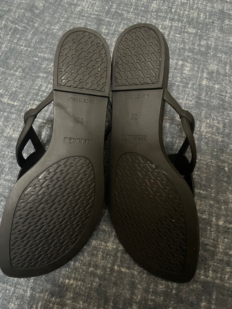 HERMES】シェーヌダンクル ラバーサンダル（ブラック）サイズ36／保存袋付き