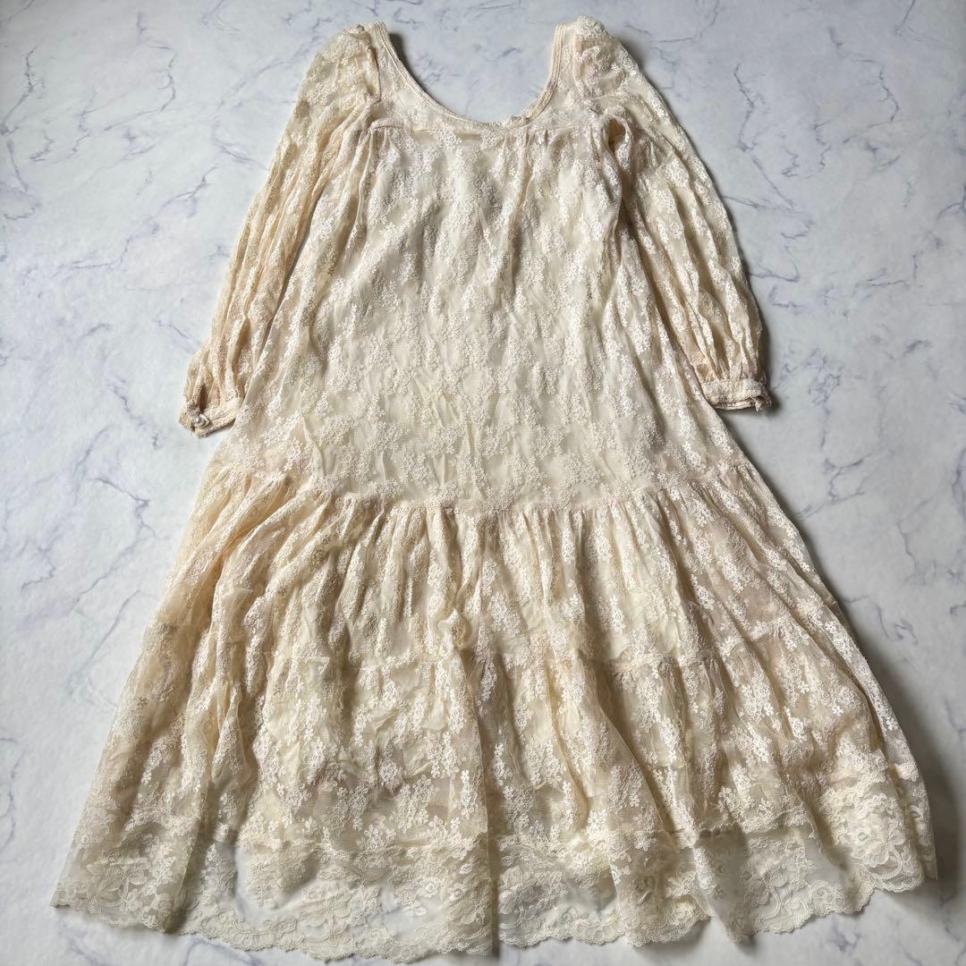 GUNNE SAX レース ロングワンピース　レトロ　ヴィンテージ◆7069