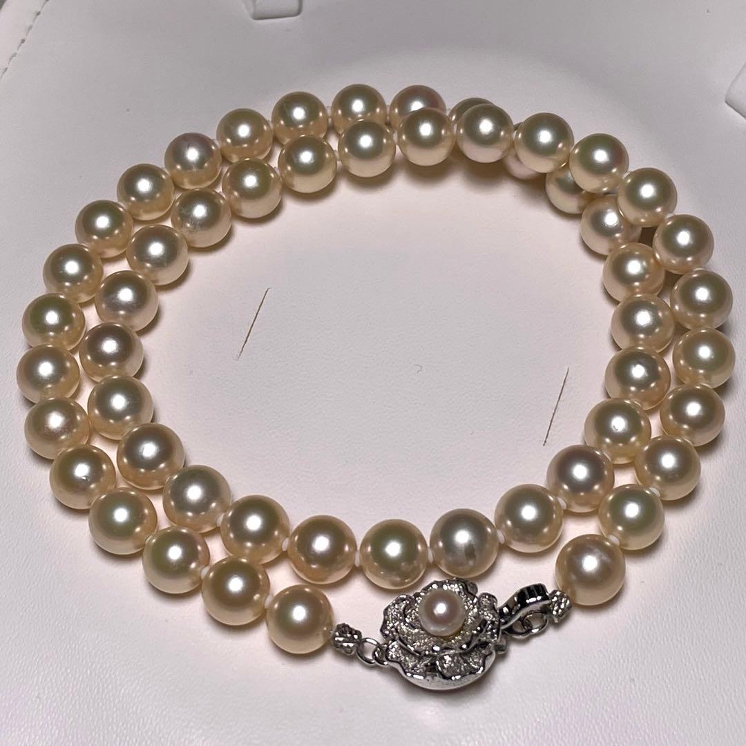 極美品 花珠級 アコヤパール ネックレス あこや真珠 7.5〜7.9㎜ O603
