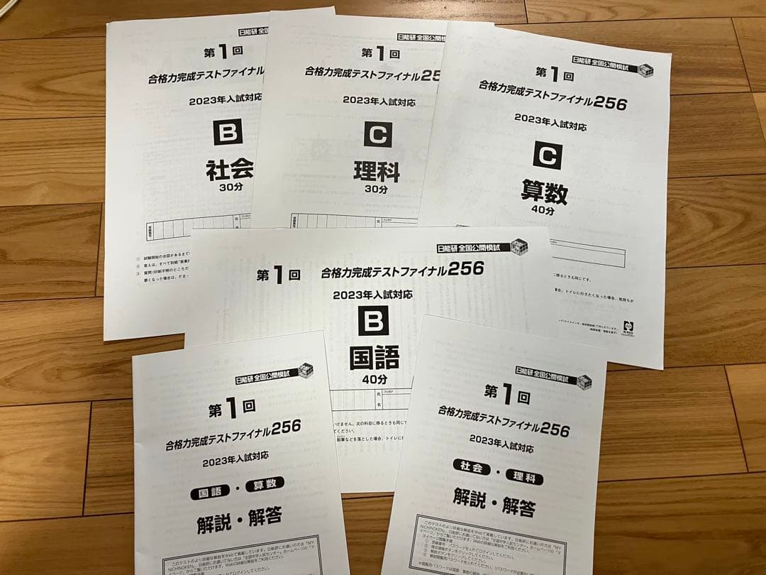 日能研 小6 全国公開模試 実力判定/合格力実践/育成テスト他　2022年実施