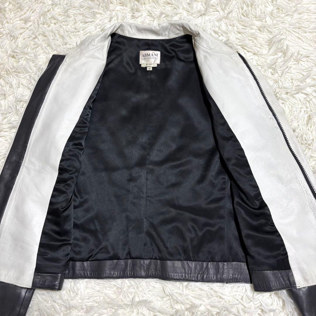 【美品・希少】アルマーニ　コレツォーニ　ライダースジャケット　バイカラー XL