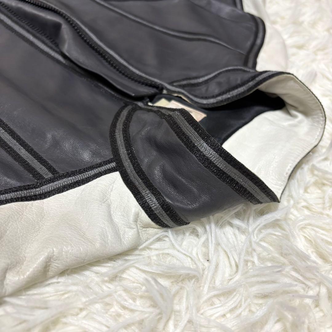 【美品・希少】アルマーニ　コレツォーニ　ライダースジャケット　バイカラー XL