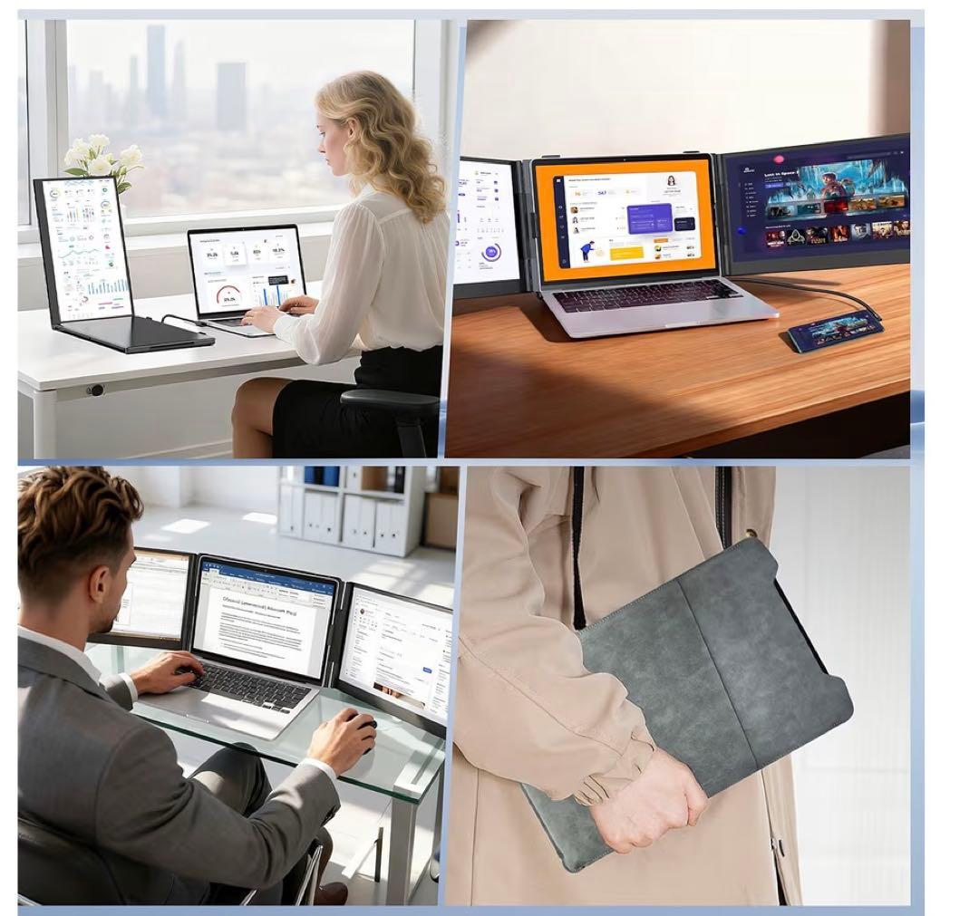 14インチ デュアルモバイルモニター【超薄型・超軽量】 2画面 ノートパソコン用