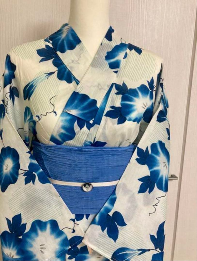 浴衣　朝顔+兵児帯itomi 露草色セット