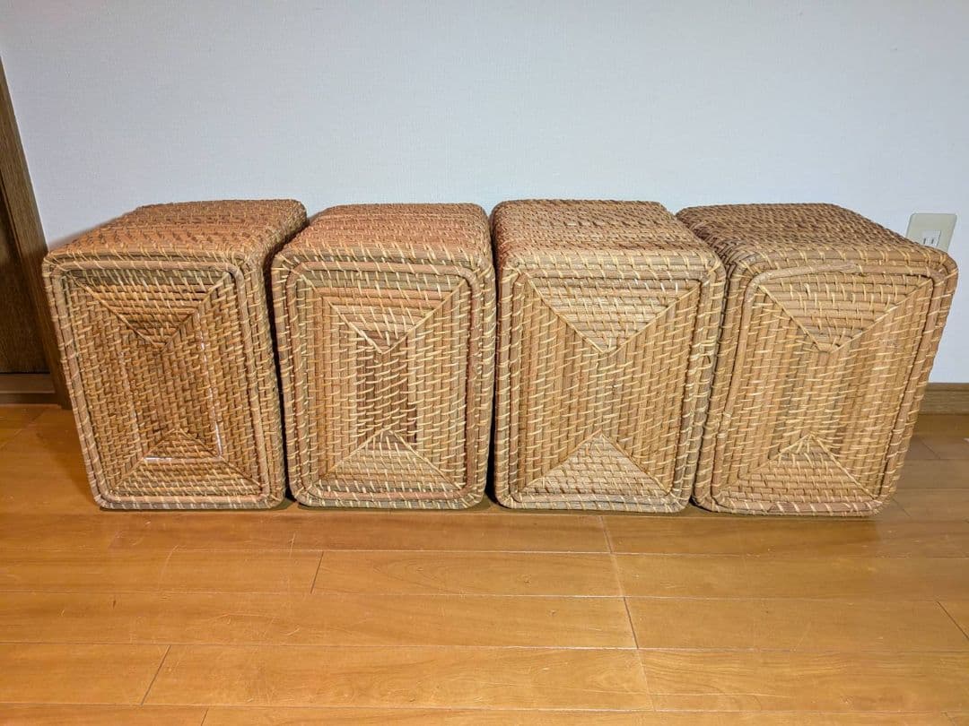 《送料込》無印良品 重なるラタン長方形特大バスケット ラタンカゴ インサート収納