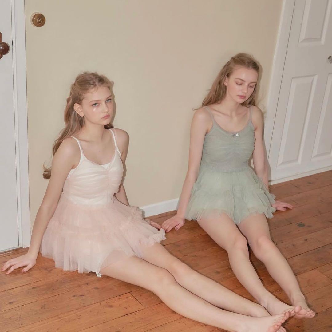 トップス ballerina fairy tulle peplum tops pink