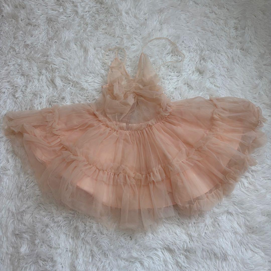 トップス ballerina fairy tulle peplum tops pink