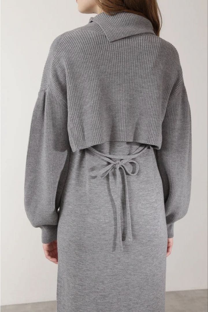 ピンキーアンドダイアン◆レイヤードウールニットワンピース グレー 38
