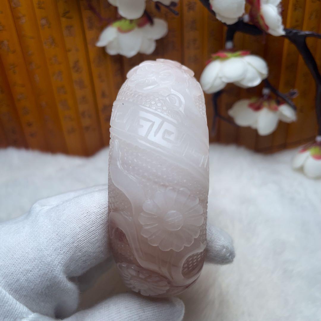 （62.5mm）天然石無処理【✨精品彫刻 梅蘭竹菊】 石英岩玉 パワーストーン