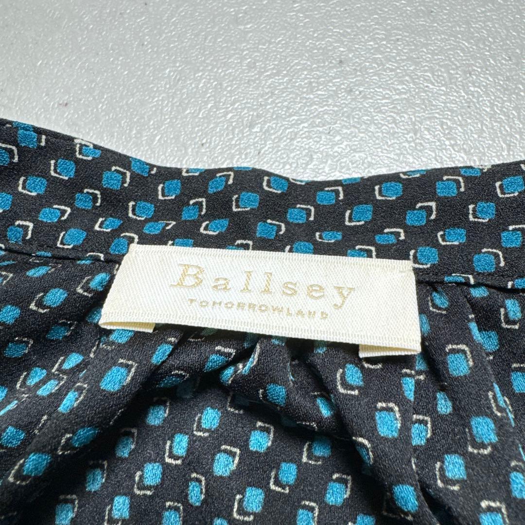 Ballsey ジオメトリックスクエアプリント ウエストシャーリングワンピース