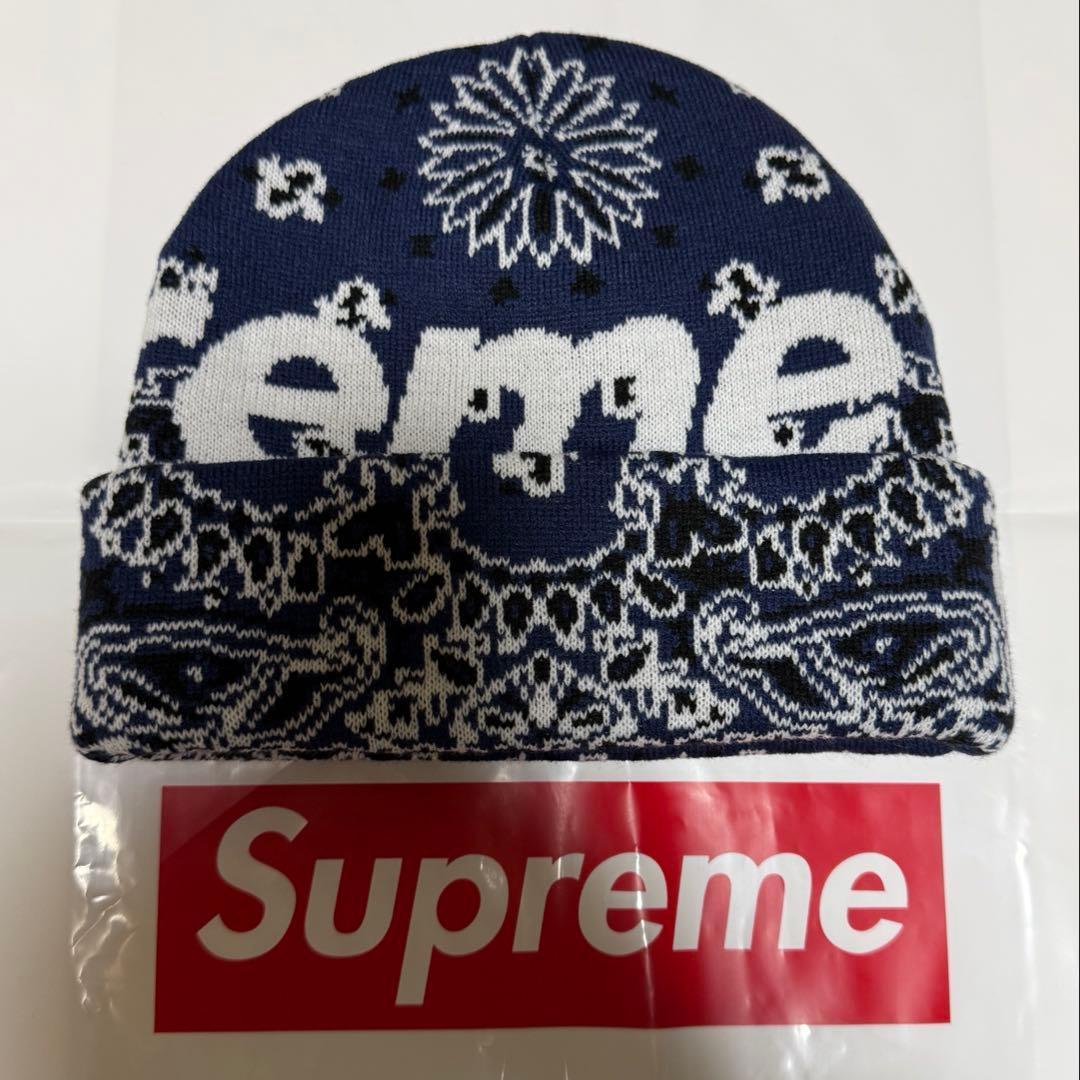 帽子 Supreme Bandana Big Logo Beanie \"Blue\"