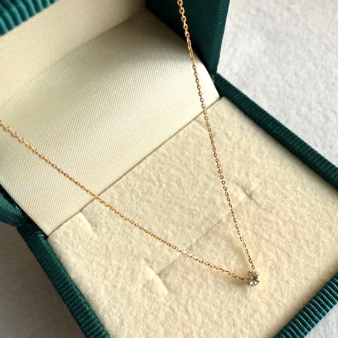 agete アガット K18 ダイヤモンド ネックレス 0.1ct シークレット