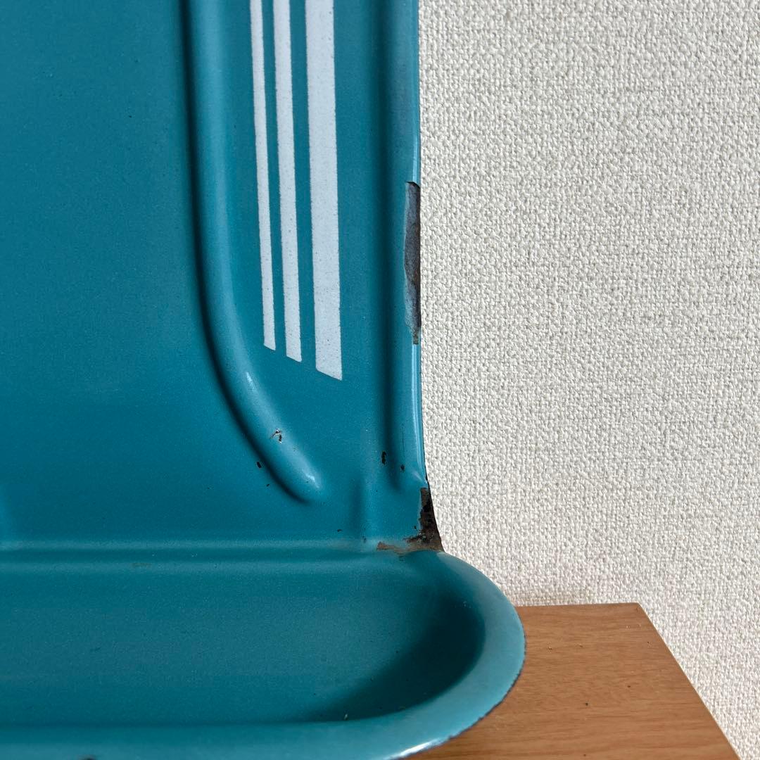 フランスアンティーク琺瑯青いストライプ模様レードルラック