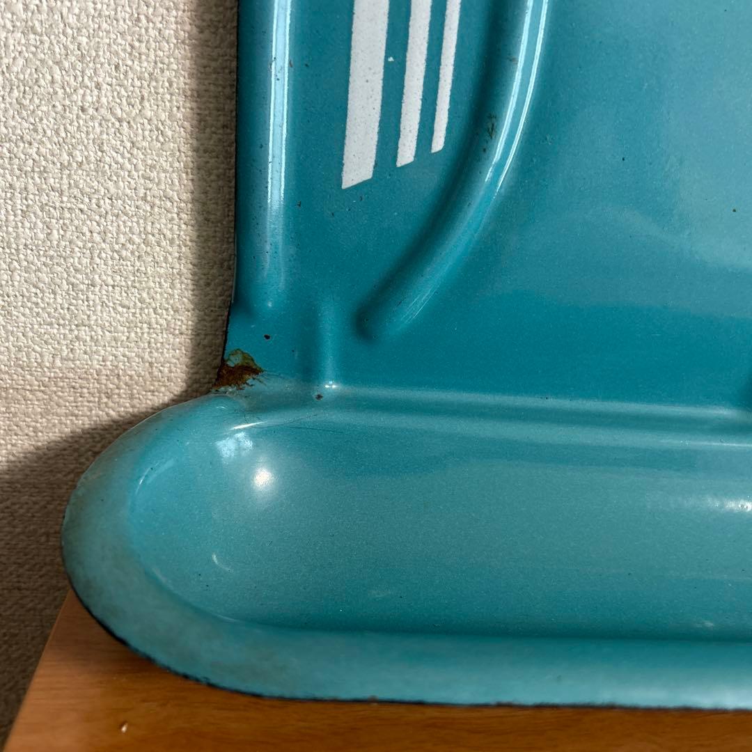 フランスアンティーク琺瑯青いストライプ模様レードルラック