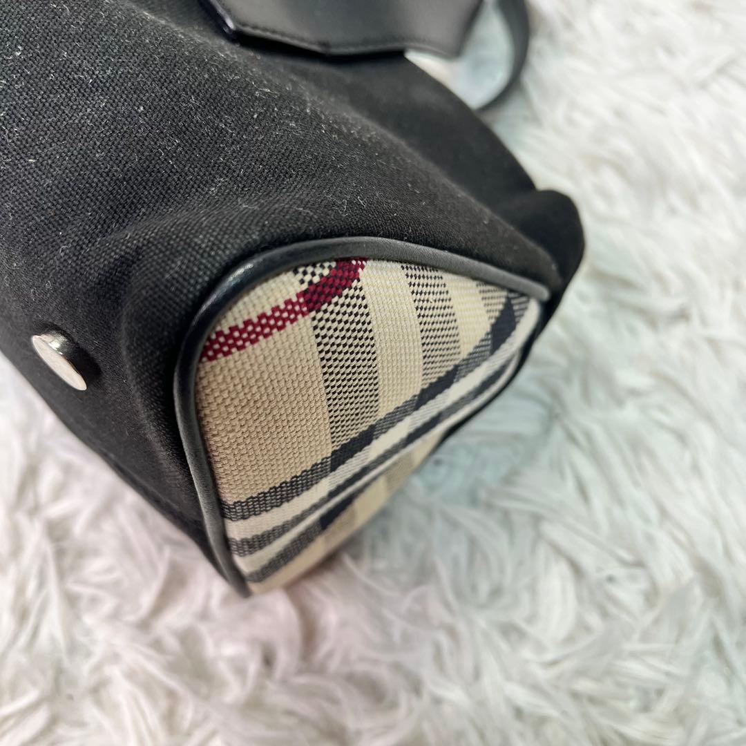 希少✨バーバリー ミニボストン ハンドバッグ キャンバス×レザー ノバチェック