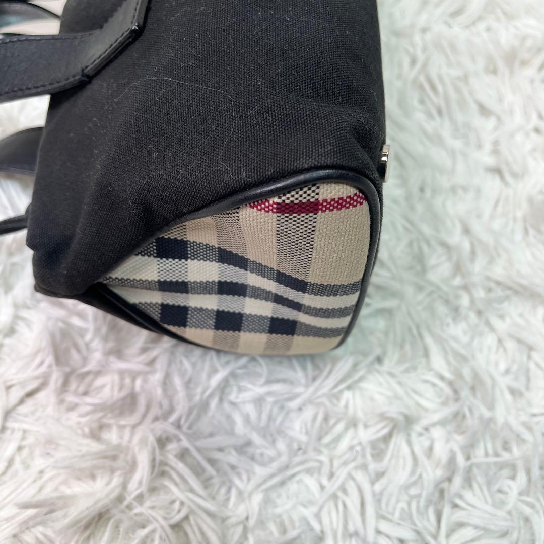 希少✨バーバリー ミニボストン ハンドバッグ キャンバス×レザー ノバチェック