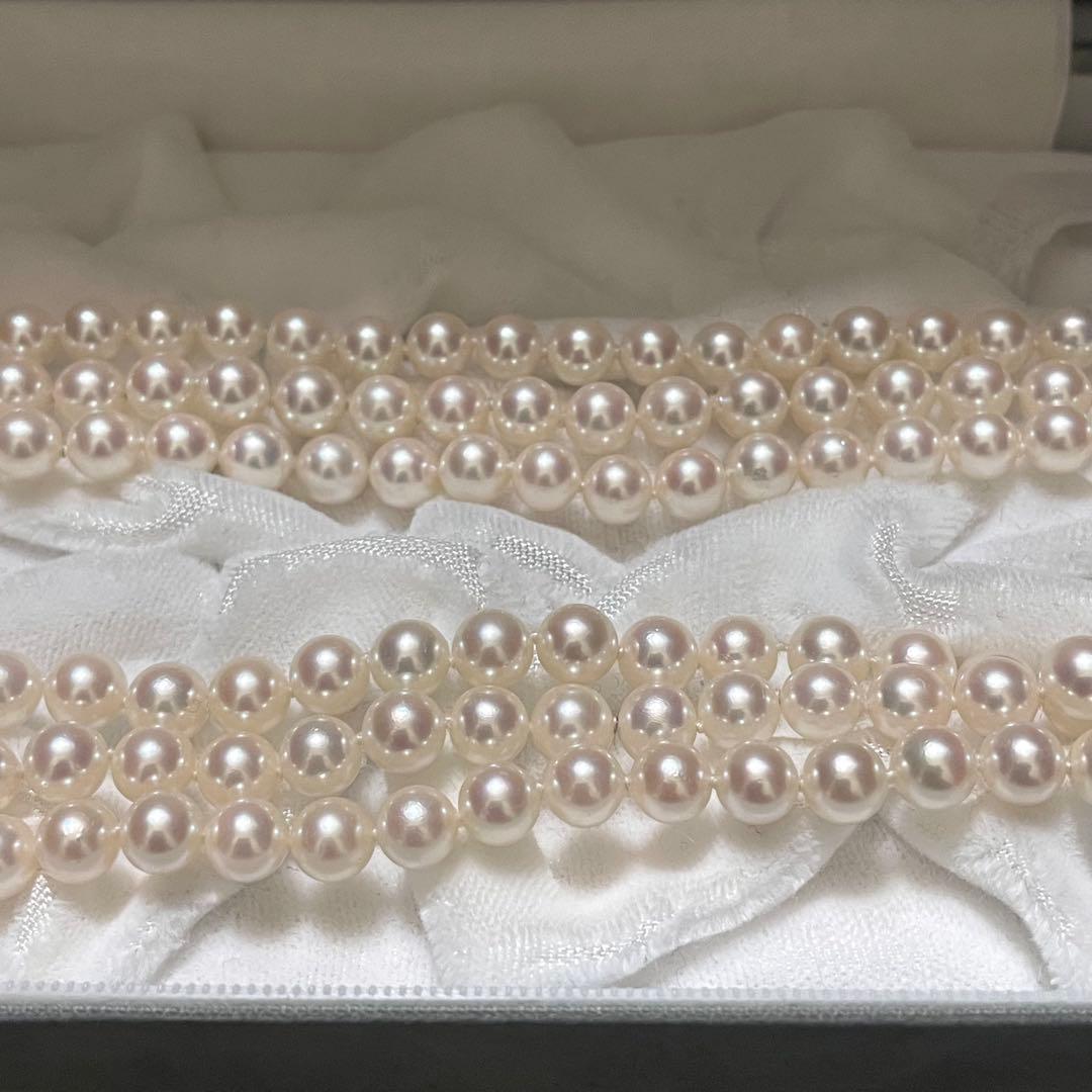 【田崎真珠✨K14WG】あこや真珠 ロングネックレス パール タサキ 2連 3連