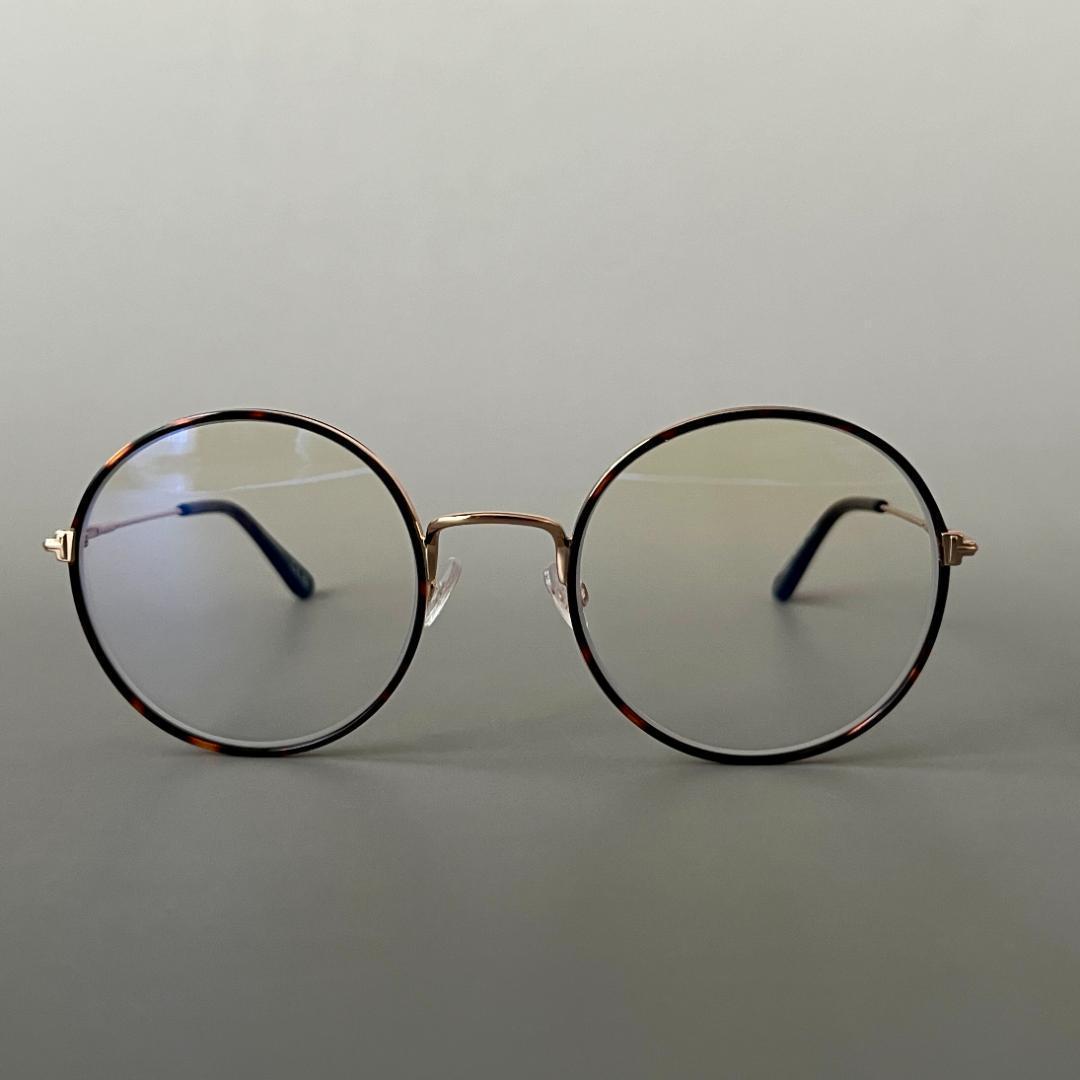 トムフォード メガネ オーバル ブルーライトカット ブラウン ゴールド メタル