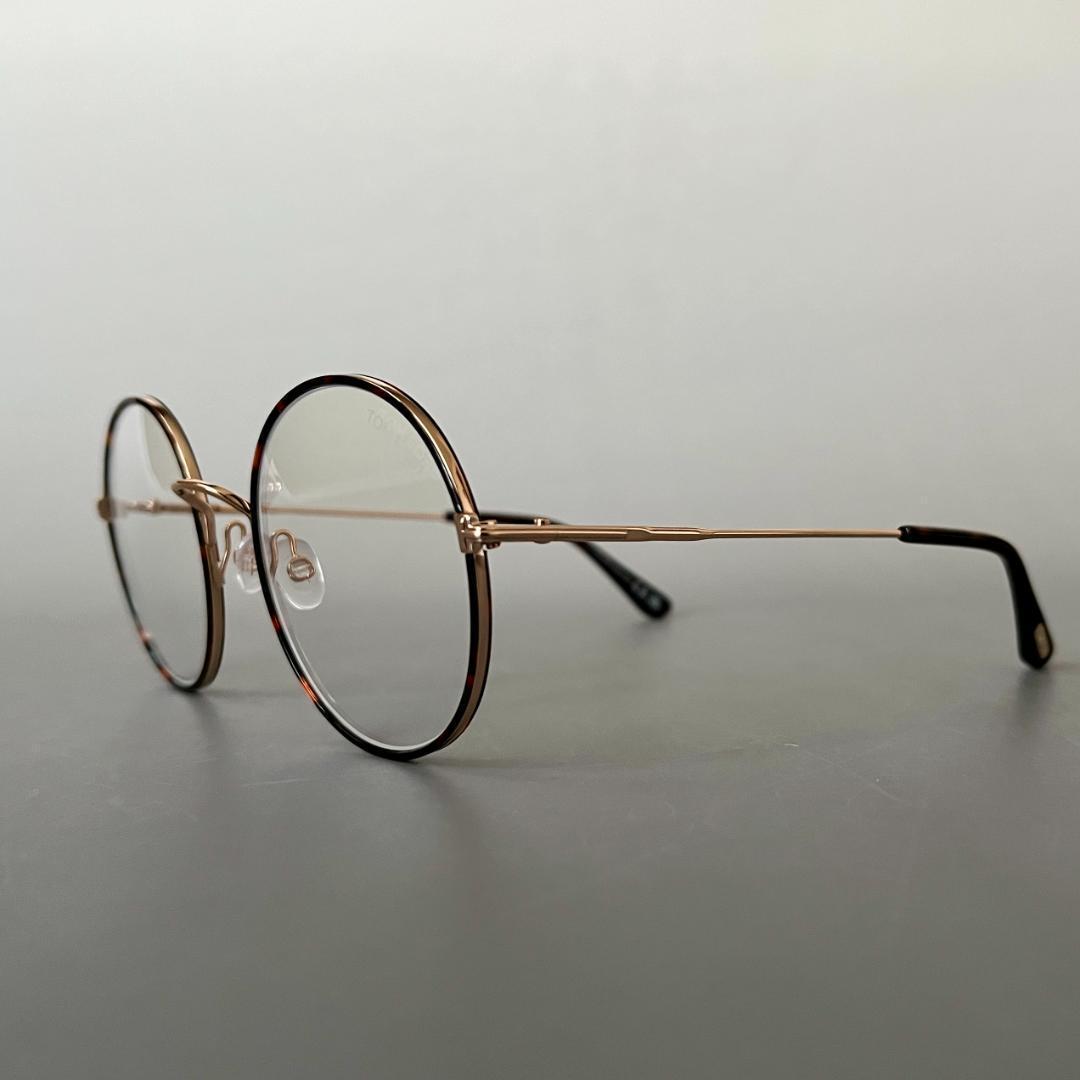 トムフォード メガネ オーバル ブルーライトカット ブラウン ゴールド メタル