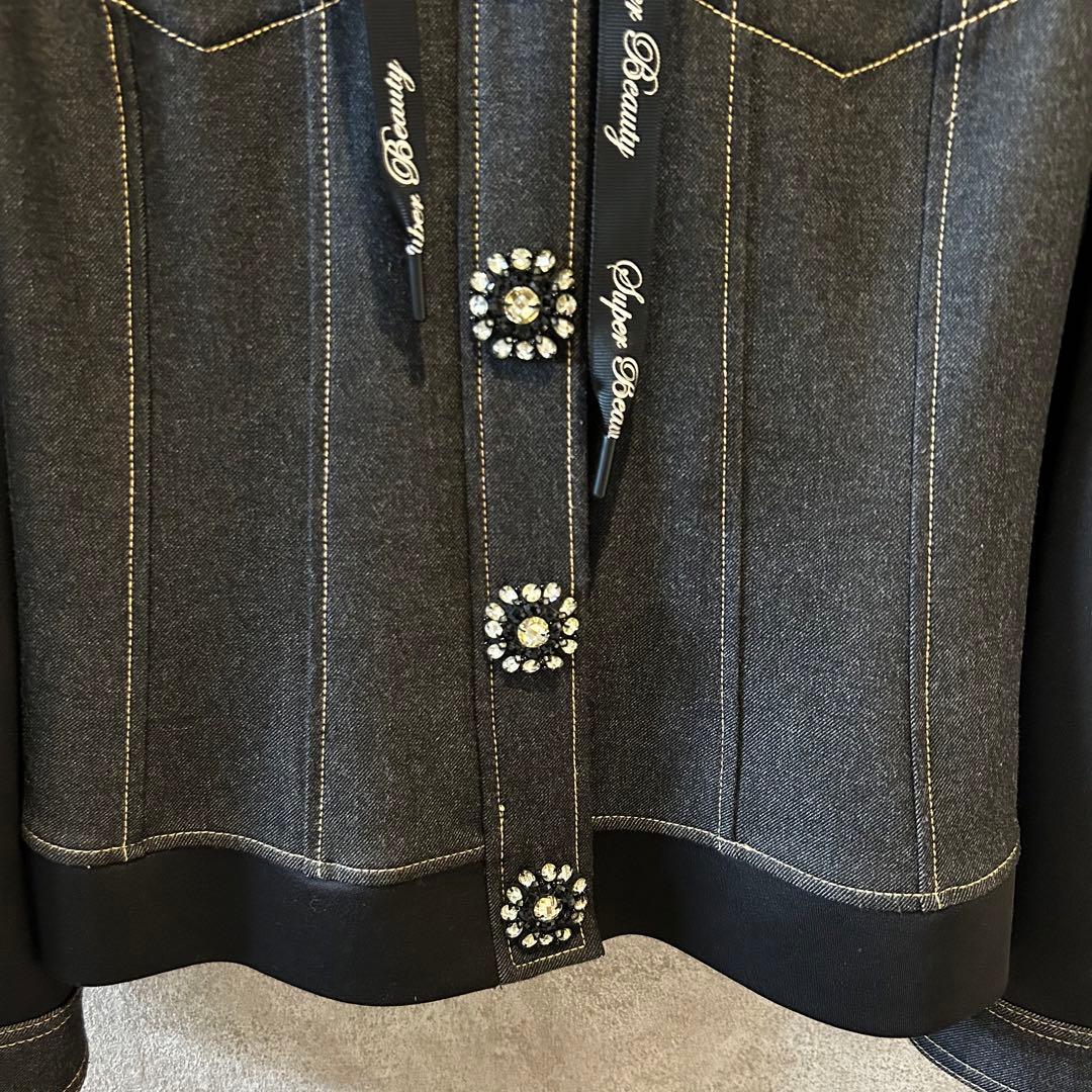 スーパービューティー Gジャン パーカー 黒 40 ビジュー