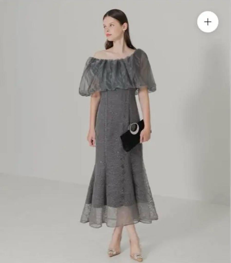 LEJA 2WAYオフショルダーパフスリーブドレス グレー