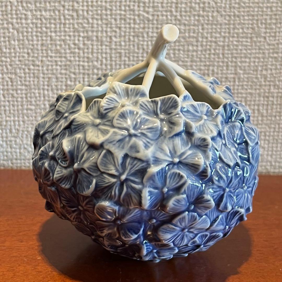 ロイヤルコペンハーゲン　青い紫陽花　花瓶　花器　置物　オブジェ　陶器　陶磁器