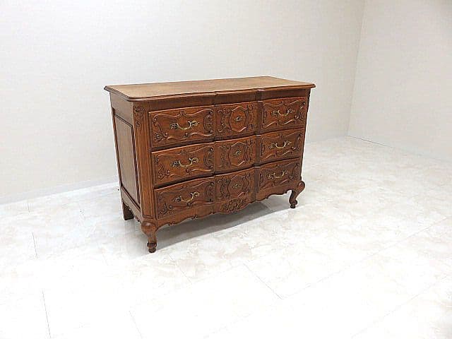 フレンチアンティーク オーク無垢材彫刻猫脚チェスト サイドチェス