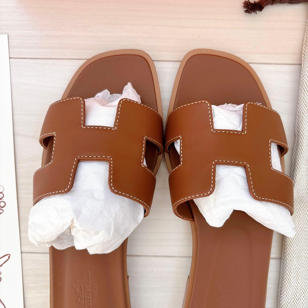 HERMES エルメス　オラン　35.5 ゴールド　裏張り済み
