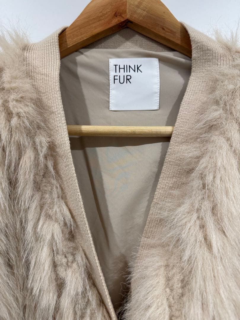 【THINK FUR（シンクファー）】エコファーカーディガン　ベージュ