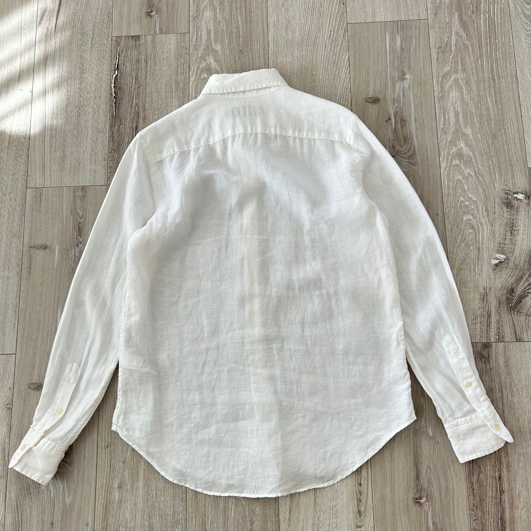 ラルフローレン 長袖 リネンシャツ 白 XS ボタンダウン ポニー刺繍