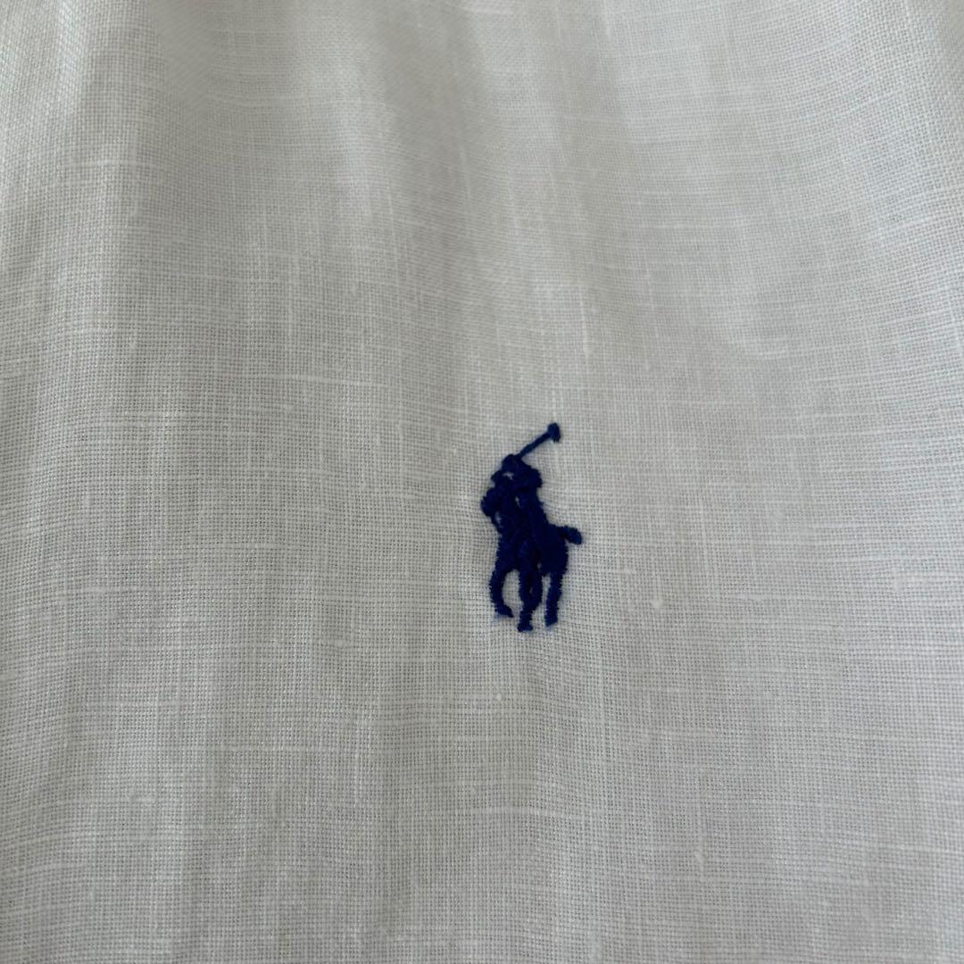 ラルフローレン 長袖 リネンシャツ 白 XS ボタンダウン ポニー刺繍