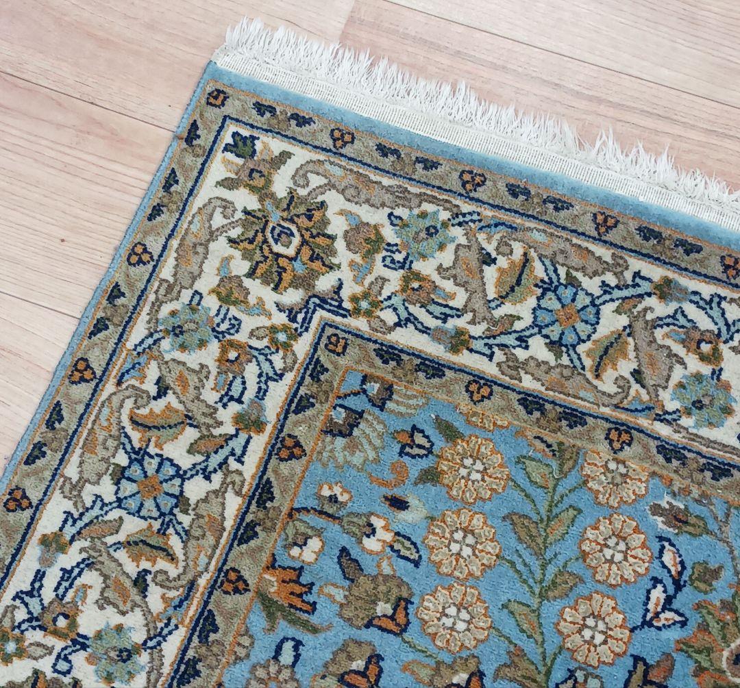 Y3135 高級トルコ絨毯 ウール 手織り 160×93㎝ 小花柄