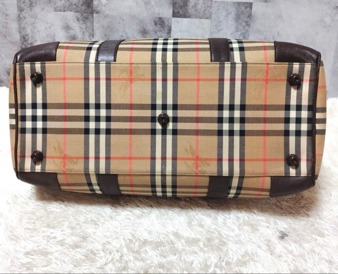 Burberry ボストンバッグ大容量 ノバチェック 旅行カバン シャドーホース