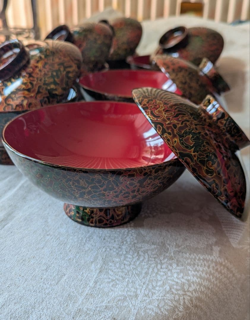 15日までセール 津軽塗 新品 お椀6個セット 唐塗