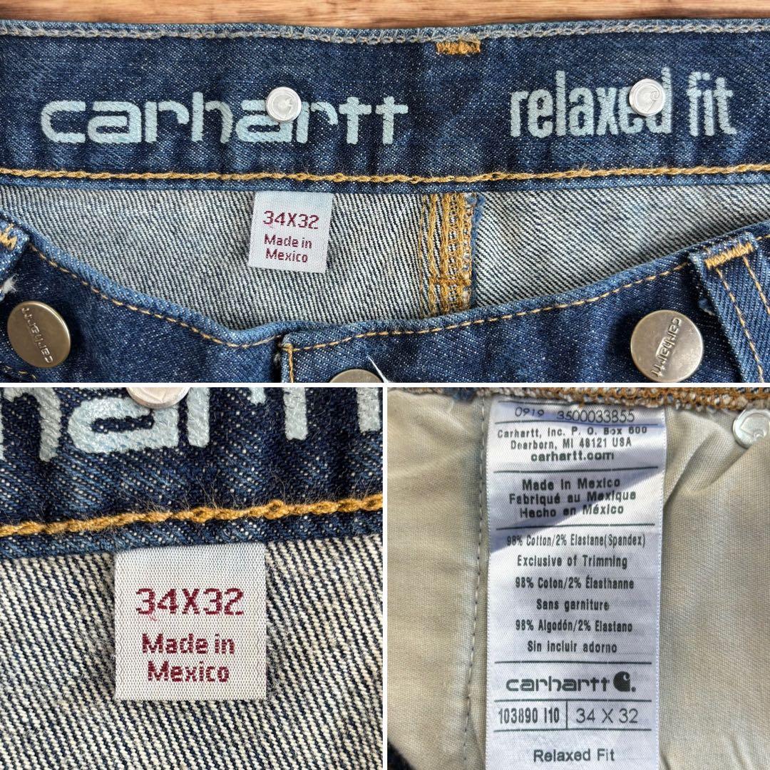 08M156◯ Carhartt 濃紺 デニム Wニー ペインターパンツ W34