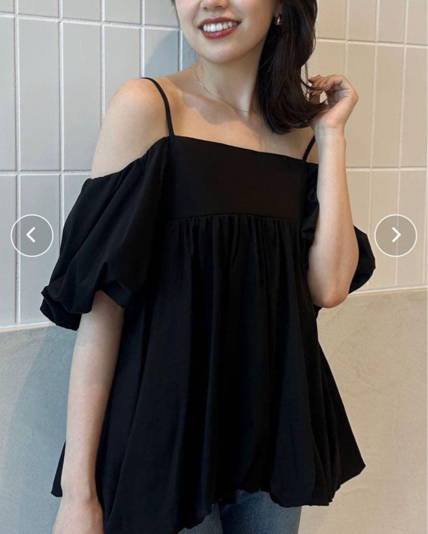 アニュアンス 完売 オフショルダーバルーンキャミソール