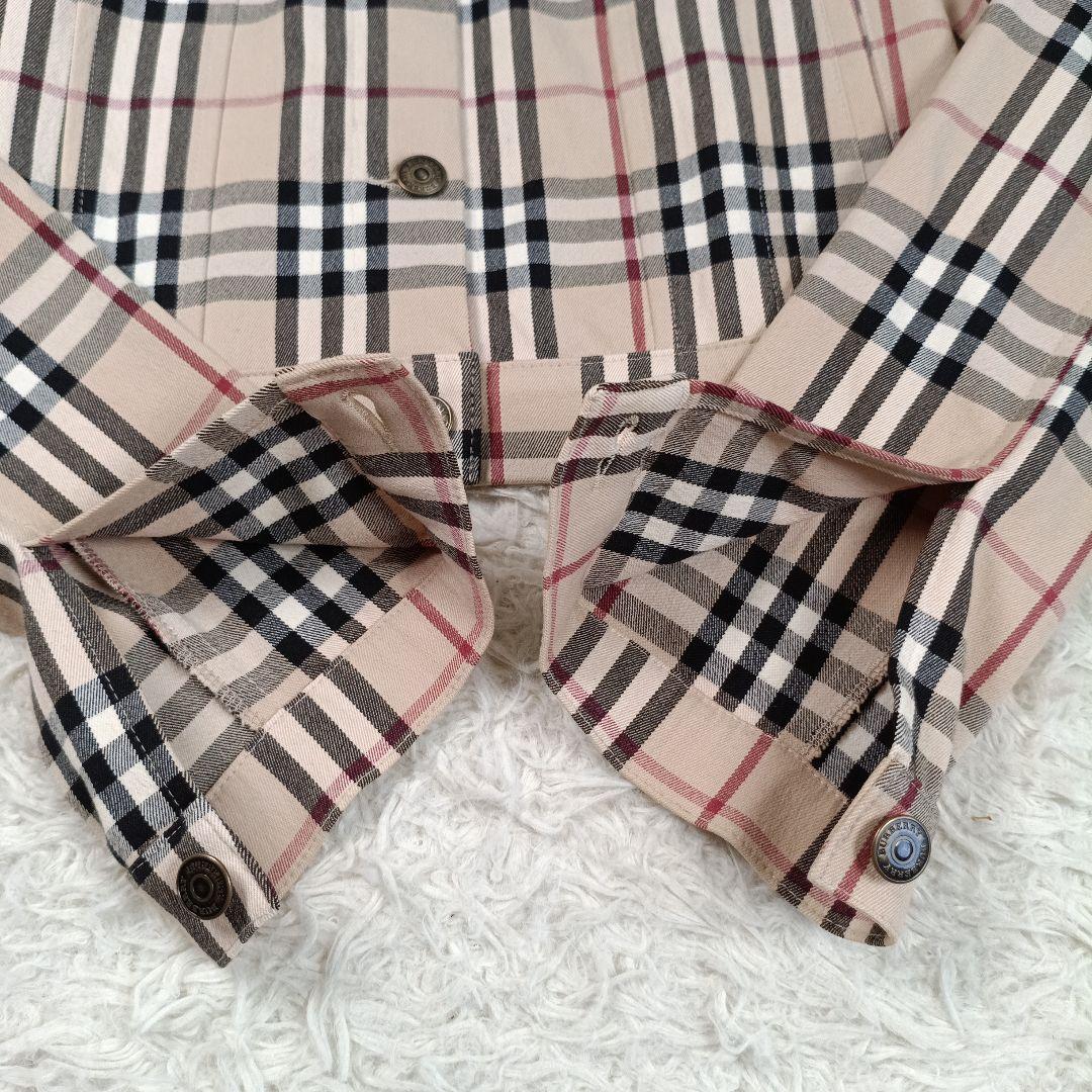 美品✨バーバリーロンドン　クロップドチェックデニムジャケット　UK8　レディース